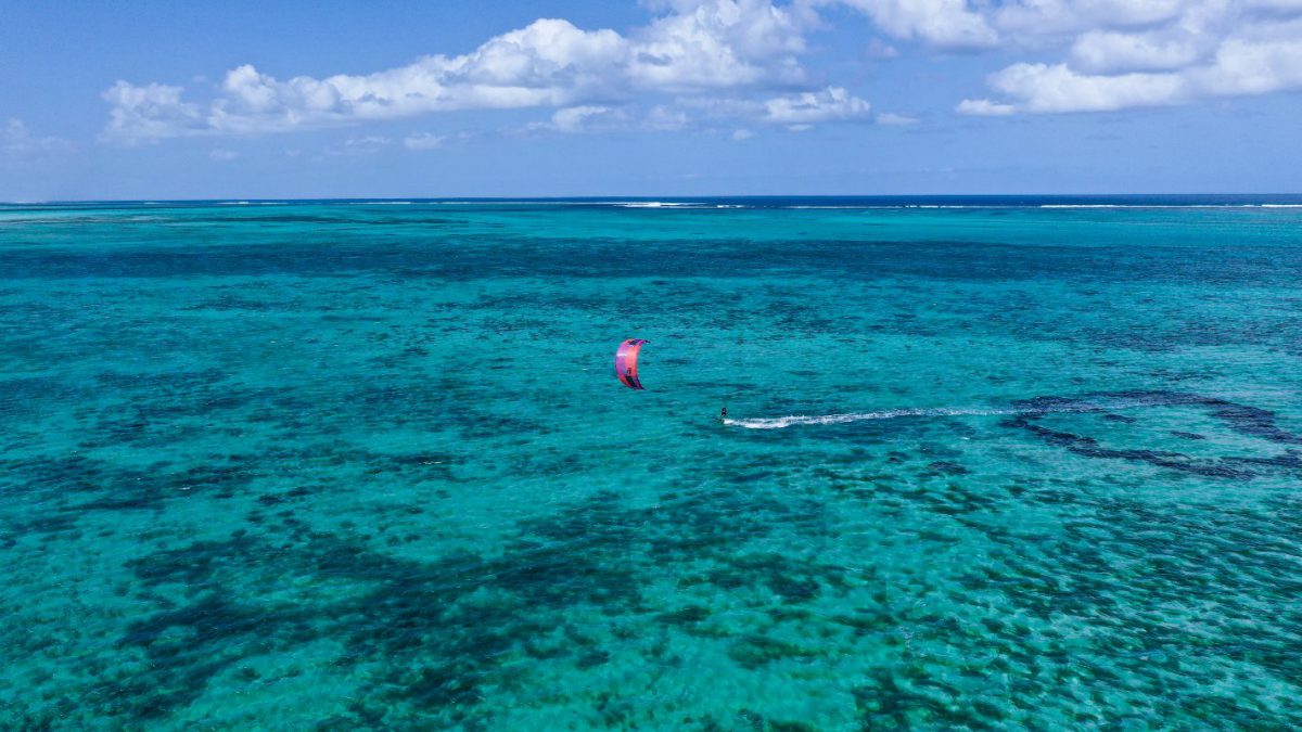 Kitesurfing at Le Morne, Mauritius