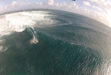 Tim kitesurfing on One Eye, Le Morne, Mauritius