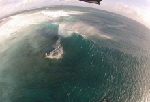 Tim kitesurfing on One Eye, Le Morne, Mauritius