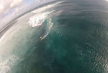 Tim kitesurfing on One Eye, Le Morne, Mauritius