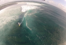 Tim kitesurfing on One Eye, Le Morne, Mauritius