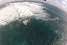 Tim kitesurfing on One Eye, Le Morne, Mauritius