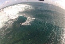 Tim kitesurfing on One Eye, Le Morne, Mauritius