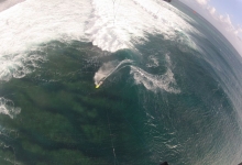 Tim kitesurfing on One Eye, Le Morne, Mauritius