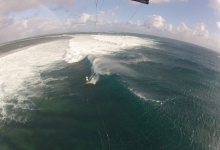 Tim kitesurfing on One Eye, Le Morne, Mauritius