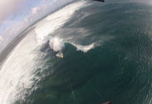 Tim kitesurfing on One Eye, Le Morne, Mauritius