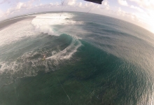 Tim kitesurfing on One Eye, Le Morne, Mauritius