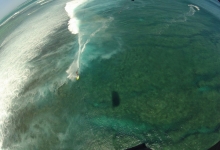 Tim kitesurfing on One Eye, Le Morne, Mauritius