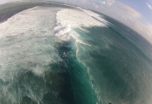 Tim kitesurfing on One Eye, Le Morne, Mauritius