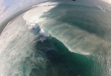 Tim kitesurfing on One Eye, Le Morne, Mauritius